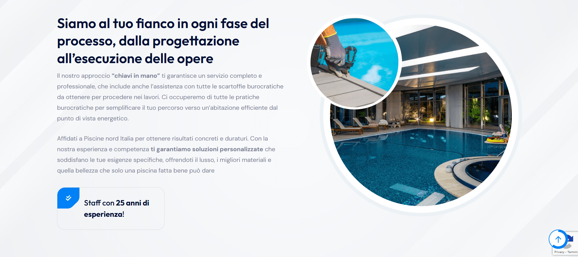 La pagina Chi Siamo del sito Piscine Nord Italia